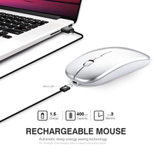 Carica l'immagine nel visualizzatore di Gallery, INPHIC Mouse Wireless Ricaricabile, Ottico Mini M Size, Argento chiaro - Ilgrandebazar