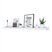 Carica l'immagine nel visualizzatore di Gallery, SONGMICS Mensole a Muro di Legno per Cornici e Libri, Ripiani 110 cm, Bianco - Ilgrandebazar