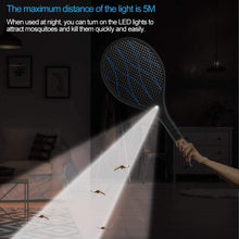 Carica l'immagine nel visualizzatore di Gallery, Racchetta Zanzare Elettrica Ricaricabile 2 in 1, Swatter Insetti Elettrico 3800V con 2 Luce LED, Racchetta Anti Insetti con Manico Staccabile, Torcia Rimovibile, Protezione Maglia a Doppio Strato