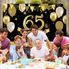 Carica l'immagine nel visualizzatore di Gallery, 65esimo Compleanno Decorazione in Oro Nero, Grande Tessuto Fondale Nero...