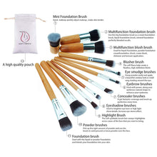 Carica l'immagine nel visualizzatore di Gallery, Start Makers Pennelli Make up in Bambù -12 Naturali per il Trucco -...