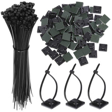 Carica l'immagine nel visualizzatore di Gallery, Faburo 100pz Autoadesivo Clip Cavo Fermacavi Supporto, Nero+100pz Fascette... - Ilgrandebazar