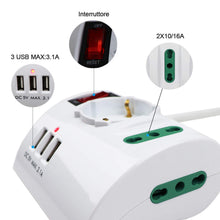 Carica l'immagine nel visualizzatore di Gallery, Extrastar Multipresa da Scrivania/Tavolo con Presa 3 Prese -3 USB, Bianco - Ilgrandebazar