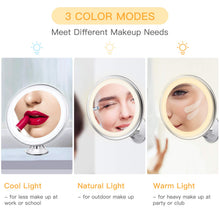 Carica l'immagine nel visualizzatore di Gallery, Bestope - Specchio da Trucco con ingrandimento 10x, Illuminato in 16, Bianco