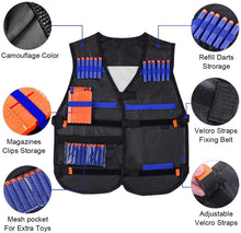 Carica l'immagine nel visualizzatore di Gallery, EXTSUD Gilet Tattico per Nerf Bambini 2 Set Giubbotti Tattici Accessori per Nerf N-Strike Serie Elite Giocattoli Bambini Include Giubbotti Caricatori Polsini Maschera da Viso Occhiali Protettivi Dardi