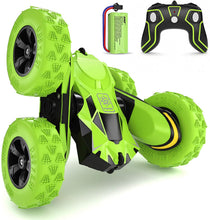 Carica l'immagine nel visualizzatore di Gallery, SGILE Ricaricabile Macchina Telecomandata per Bambini, 4WD Auto Telecomandata con Batteria Ricaricabile, RC Macchina Acronazia Rotazione a 360 Gradi Regalo Verde