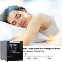 Carica l'immagine nel visualizzatore di Gallery, Kalawen Scatola Carica Orologi Automatici con Motore Ultra-silenzioso per 2 Orologi da Polso Watch Winder di Pelle e Legno, Alimentazione da Cavo Adattatore/Batterie, 5 Programmi Regolabili Argento