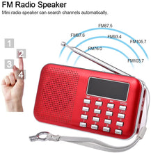 Carica l'immagine nel visualizzatore di Gallery, docooler Radio Altoparlanti Portatili Radio Portabile con Display LCD Supporto Lettore U Disco e Micro SD Card AUX MP3 Support USB Drive TF Card AUX-in Earphone-out