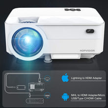 Carica l'immagine nel visualizzatore di Gallery, VILINICE HOPVISION Mini Proiettore 1080P Full HD,Video Proiettore Portatile 6500 Lumen con Display da 240”,Proiettore LCD per 90000 ore,Compatibile con HDMI/AV/USB/SD/VGA