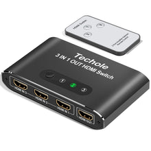 Carica l'immagine nel visualizzatore di Gallery, HDMI Switch, Techole Alluminio Splitter 3 In 1 Uscita con Telecomando,... - Ilgrandebazar