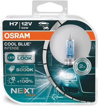 Carica l'immagine nel visualizzatore di Gallery, OSRAM COOL BLUE INTENSE H7, +100% più luminosa, fino a 5000K, lampada alogena, look LED, duo box (2 lampade)