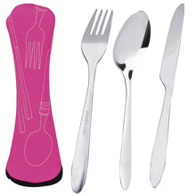 Carica l'immagine nel visualizzatore di Gallery, TankerStreet Camping Posate in Acciaio Inox 3 Pezzi 3 Pack, Fucsia - Ilgrandebazar