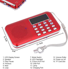 Carica l'immagine nel visualizzatore di Gallery, docooler Radio Altoparlanti Portatili Radio Portabile con Display LCD Supporto Lettore U Disco e Micro SD Card AUX MP3 Support USB Drive TF Card AUX-in Earphone-out