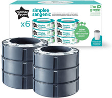 Carica l'immagine nel visualizzatore di Gallery, Tommee Tippee Simplee Sangenic Ricarica x 6, solo per contenitori Simplee Sangenic, fino a 180 pannolini 6 Unità Bianca