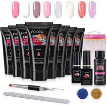 Carica l'immagine nel visualizzatore di Gallery, Gel per Unghie Ricostruzione Kit, Mysweety 8 Colorati Poly Gel professionale Rosa, con Unghie Finte/Pennello/Gel Chiodo Base/Top Coat/Soluzione Slip