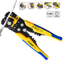 Carica l'immagine nel visualizzatore di Gallery, S&amp;R Spelafili Automatica - 3 in1: Pinza Crimpatrice, 205 mm, Blu, Giallo