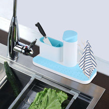 Carica l'immagine nel visualizzatore di Gallery, Fdit Lavandino di plastica Scaffale Organizzatore Sapone Spugna Scarico Blue - Ilgrandebazar
