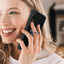 Carica l'immagine nel visualizzatore di Gallery, LeYi per Cover Huawei P30 Lite/ P30 Lite New Edition con Vetro Temperato [2 Pack],Trasparente Custodia Rigida Silicone con Anello Rinforzata Antiurto Bumper per Custodie Huawei P30 Lite Nero