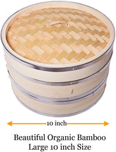 Carica l'immagine nel visualizzatore di Gallery, Vaporiera di bambù organico da 10 pollici (25,4 cm) Harcas. 2 Clear - Ilgrandebazar