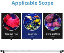 Carica l'immagine nel visualizzatore di Gallery, 92 cm luce LED per acquario, illuminazione subacquea, IP68, copertura impermeabile, lampada a LED spina UE per serbatoio con telecomando RGB cambia colore (1,8 x 92 cm, bianco e blu)