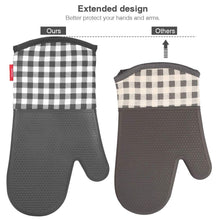 Carica l'immagine nel visualizzatore di Gallery, Esonmus Guanti per forno al silicone resistenti calore di Plaid Grigio - Ilgrandebazar