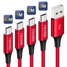 Carica l'immagine nel visualizzatore di Gallery, RAVIAD Cavo Micro USB [4 Pezzi:0.3m,1m,2m,3m] 0.3m 1m 2m 3m, Rosso - Ilgrandebazar
