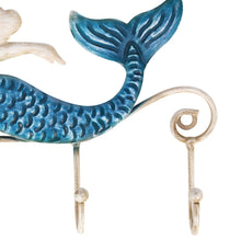 Carica l'immagine nel visualizzatore di Gallery, TOOARTS Appendiabiti da parete in ferro/Iron Mermaid Wall Hanger Blu E Oro - Ilgrandebazar