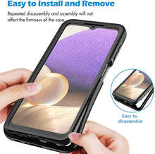 Carica l'immagine nel visualizzatore di Gallery, CENHUFO Cover Samsung Galaxy A32 4G, Antiurto Custodia Samsung Galaxy A32 4G, con Protezione dello Schermo Integrata, 360 gradi Trasparente Case Rugged Armor Bumper Cover per Samsung A32 4G 6,4” -Nero