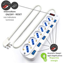 Carica l'immagine nel visualizzatore di Gallery, Ewent EW3930 Multipresa 6 prese bipasso ITA /Schuko con 6 int., Bianco - Ilgrandebazar