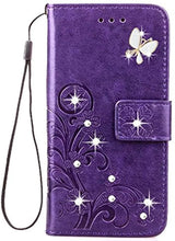Carica l'immagine nel visualizzatore di Gallery, Galaxy J6 Case,J6 Case 2018,Book Style Fashion Bling Diamond PU Leather Stand Flip Case Cover con porta carte di credito Custodia a portafoglio per Samsung Galaxy J6 2018 Custodia con supporto. Viola