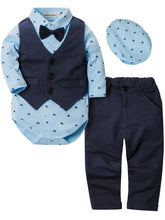 Carica l'immagine nel visualizzatore di Gallery, Zoerea 4 Pezzi Neonato Ragazzo Abbigliamento Set Camicia Pagliaccetto +...