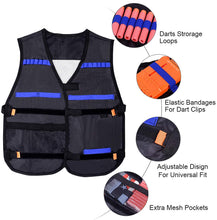 Carica l'immagine nel visualizzatore di Gallery, EXTSUD Gilet Tattico per Nerf Bambini 2 Set Giubbotti Tattici Accessori per Nerf N-Strike Serie Elite Giocattoli Bambini Include Giubbotti Caricatori Polsini Maschera da Viso Occhiali Protettivi Dardi