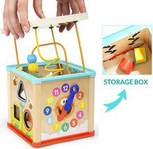 Carica l'immagine nel visualizzatore di Gallery, TOP BRIGHT Cubo Multiattività Legno 5 in 1 – Cubo Interattivo - Giochi Bambini 1 Anno, 2 Anni – Gioco Incastri con Forme Legno per Lo Sviluppo Cognitivo