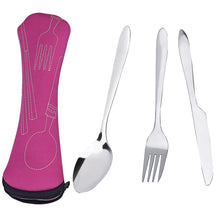 Carica l'immagine nel visualizzatore di Gallery, TankerStreet Camping Posate in Acciaio Inox 3 Pezzi 3 Pack, Fucsia - Ilgrandebazar