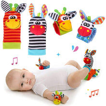 Carica l'immagine nel visualizzatore di Gallery, Baby Rattle Neonato Sonagli Calzini da Polso a Sonaglio per Bambini, Simpatici Animaletti Developmental Soft Toys Bambole per Neonati Neonato, 4 PACK