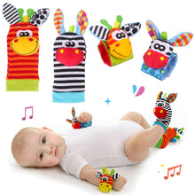 Carica l'immagine nel visualizzatore di Gallery, Baby Rattle Neonato Sonagli Calzini da Polso a Sonaglio per Bambini, Simpatici Animaletti Developmental Soft Toys Bambole per Neonati Neonato, 4 PACK