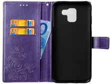 Carica l'immagine nel visualizzatore di Gallery, Galaxy J6 Case,J6 Case 2018,Book Style Fashion Bling Diamond PU Leather Stand Flip Case Cover con porta carte di credito Custodia a portafoglio per Samsung Galaxy J6 2018 Custodia con supporto. Viola