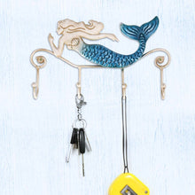 Carica l'immagine nel visualizzatore di Gallery, TOOARTS Appendiabiti da parete in ferro/Iron Mermaid Wall Hanger Blu E Oro - Ilgrandebazar