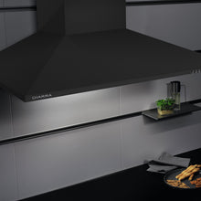 Carica l'immagine nel visualizzatore di Gallery, Ciarra, cappa con aspiratore, da cucina, 90cm, in acciaio INOX (nero) Nero - Ilgrandebazar