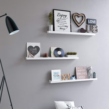 Carica l'immagine nel visualizzatore di Gallery, SONGMICS Mensole a Muro di Legno per Cornici e Libri, Ripiani 110 cm, Bianco - Ilgrandebazar