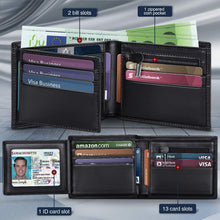 Carica l'immagine nel visualizzatore di Gallery, Portafoglio Uomo RFID Blocking con cartoline e borsa,Trifold Slim Portafogli... - Ilgrandebazar