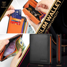 Carica l'immagine nel visualizzatore di Gallery, Portafoglio Uomo Brifold Vera Pelle Blocco RFID, con Tasca Portamonete, 12... - Ilgrandebazar