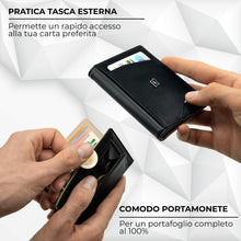 Carica l'immagine nel visualizzatore di Gallery, Portafoglio uomo VERA PELLE con blocco RFID, portamonete e clip fermasoldi... - Ilgrandebazar