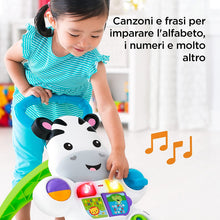 Carica l'immagine nel visualizzatore di Gallery, Fisher-Price Zebra Primi Passi Spingibile, Giocattolo Elettronico Educativo con Musica e Suoni, per Camminare, per Bambini di 6 + Mesi, HBB66, Imballaggio Sostenibile