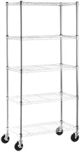 Carica l'immagine nel visualizzatore di Gallery, AmazonBasics - Scaffalatura a 5 ripiani, su rotelle, Cromo - Ilgrandebazar