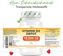 Carica l'immagine nel visualizzatore di Gallery, Vitamina D3 10.000 UI 365 Compresse, Dosaggio Alto, Dose Giornaliera 1000 UI al Giorno (Ogni 10 Giorni), Una Compressa di Vitamina D Ogni 10 Giorni - Vit4ever