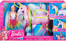Carica l'immagine nel visualizzatore di Gallery, Barbie-FXT26 Dreamtopia Playset con Bambola e Unicorno Grande Che Si Illumina con Chioma da Pettinare, Giocattolo per Bambini 3+ Anni, única, FXT26