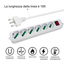 Carica l'immagine nel visualizzatore di Gallery, Extrastar Multipresa Ciabatta Elettrica con 6 Prese 6 Posti, Cavo 3 mt. - Ilgrandebazar