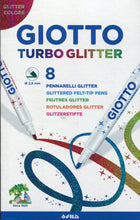 Carica l'immagine nel visualizzatore di Gallery, Giotto Turbo Glitter astuccio da 8 pennarelli con inchiostro glitterato, Modelli/Colori Assortiti, 1 Pezzo 1 8er Etui
