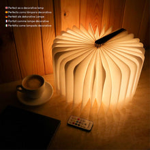Carica l'immagine nel visualizzatore di Gallery, Lampada Libro Led Pieghevole in Legno con Telecomando 12 Colori e Timer -...